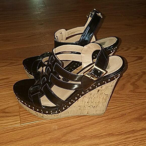 Steve Madden cork wedge  black platforms Sz. 7.5 - Picture 3 of 7